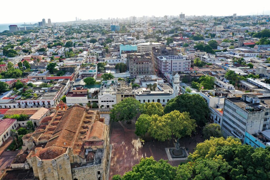 Vista aérea de la Ciudad Colonial de Santo Domingo en República Dominicana