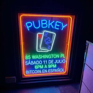 Anuncio del evento Bitcoin en Español en PubKey Nueva York el 11 de julio de 2026