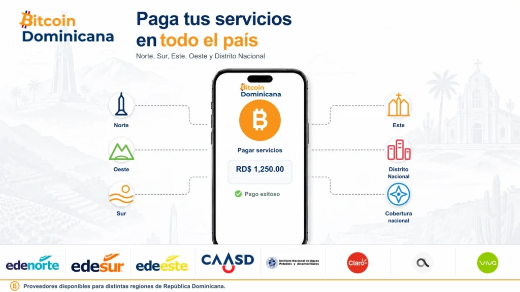 Empresas y regiones de República Dominicana donde pueden pagarse servicios con Bitcoin