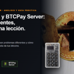 Portada del análisis sobre los incidentes de seguridad de Coldcard y BTCPay Server, con un dispositivo Coldcard, las identidades de ambos proyectos y un bitcoin protegido físicamente.