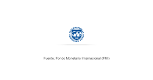 Sello oficial del Fondo Monetario Internacional centrado sobre fondo blanco