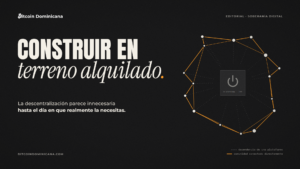 Red de nodos conectados entre sí alrededor de una plataforma central apagada, con el texto Construir en terreno alquilado