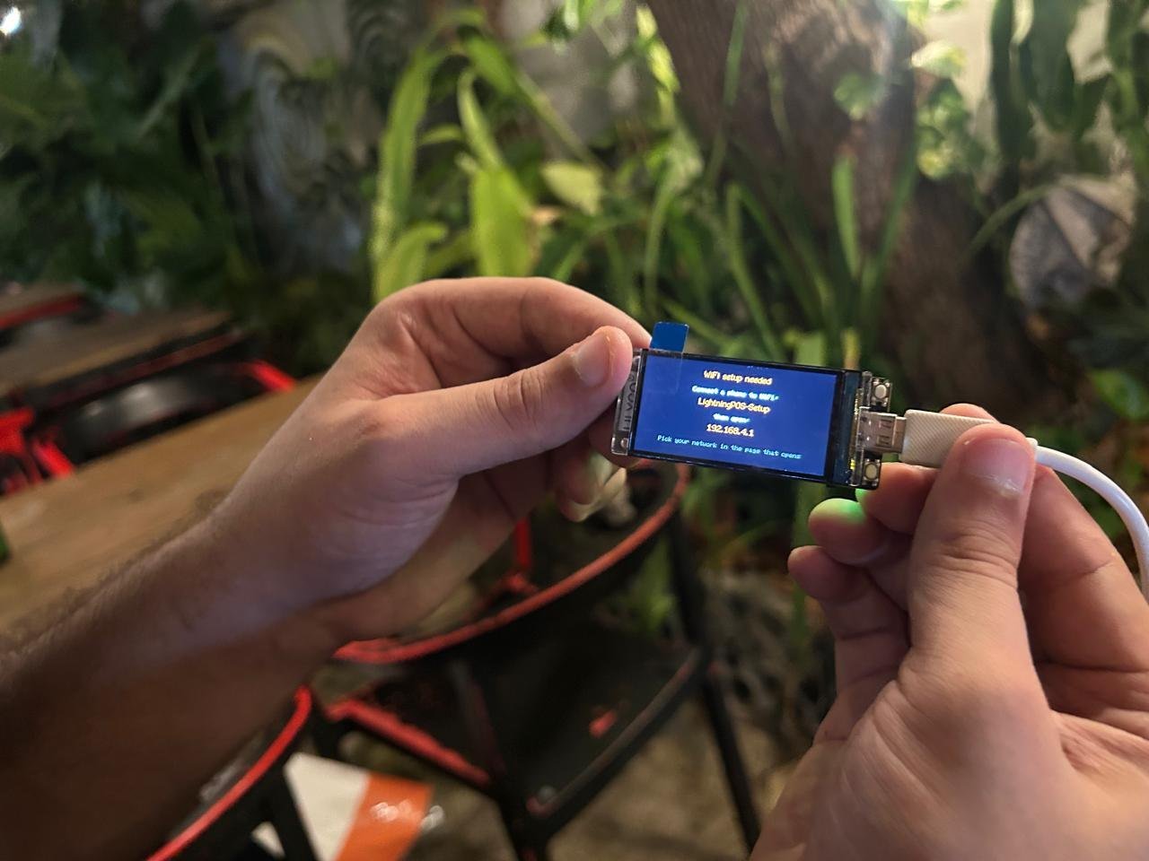 Dispositivo de punto de venta Lightning mostrando la pantalla de configuración Wi-Fi